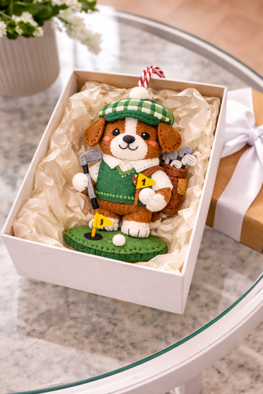 Custom Dad By Par Golf Felt Ornament, Cute Dad And Dog Golf Ornament, Father Day Gift, Handmade Golf Felt Ornament, Golf Lover Decor, Hanging Decor, Holiday Keepsake Gift ONMGTP03
