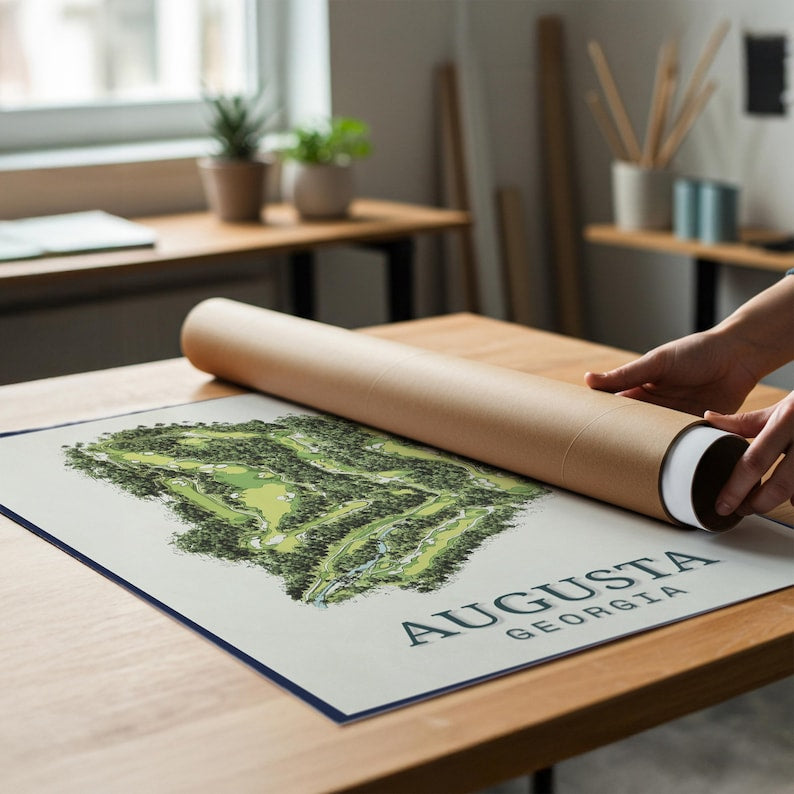 Augusta National Golf Course Map Print, Vintage Augusta Golf Wall Art, Masters Golf Poster, Golf Gift, Cave or Office Decor PTGTP14