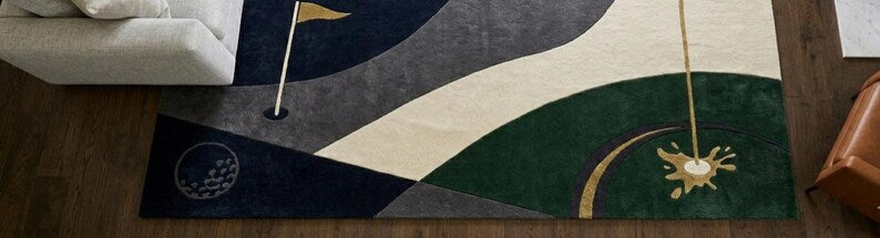 Hand Tufted Wool Rug | Abstract Blue Art, Modern Carpet . RGTP9