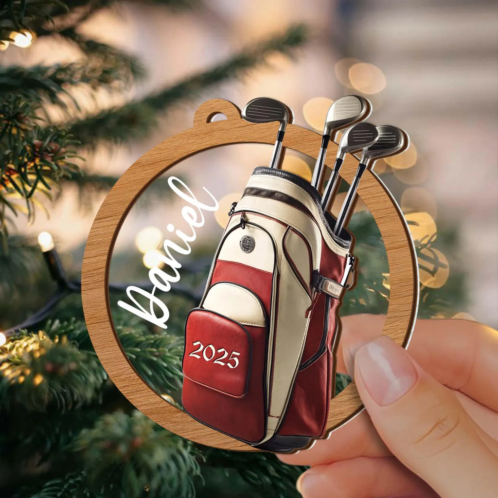 Custom Name Golf Christmas Ornament, Personalized Golf Backpack Ornament, Golf Club Keepsake, Golfer Gift, Golf Lover Gift, Golf Player Gift. ONMGTP14