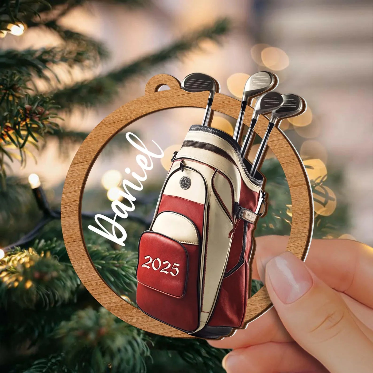 Custom Name Golf Christmas Ornament, Personalized Golf Backpack Ornament, Golf Club Keepsake, Golfer Gift, Golf Lover Gift, Golf Player Gift. ONMGTP14