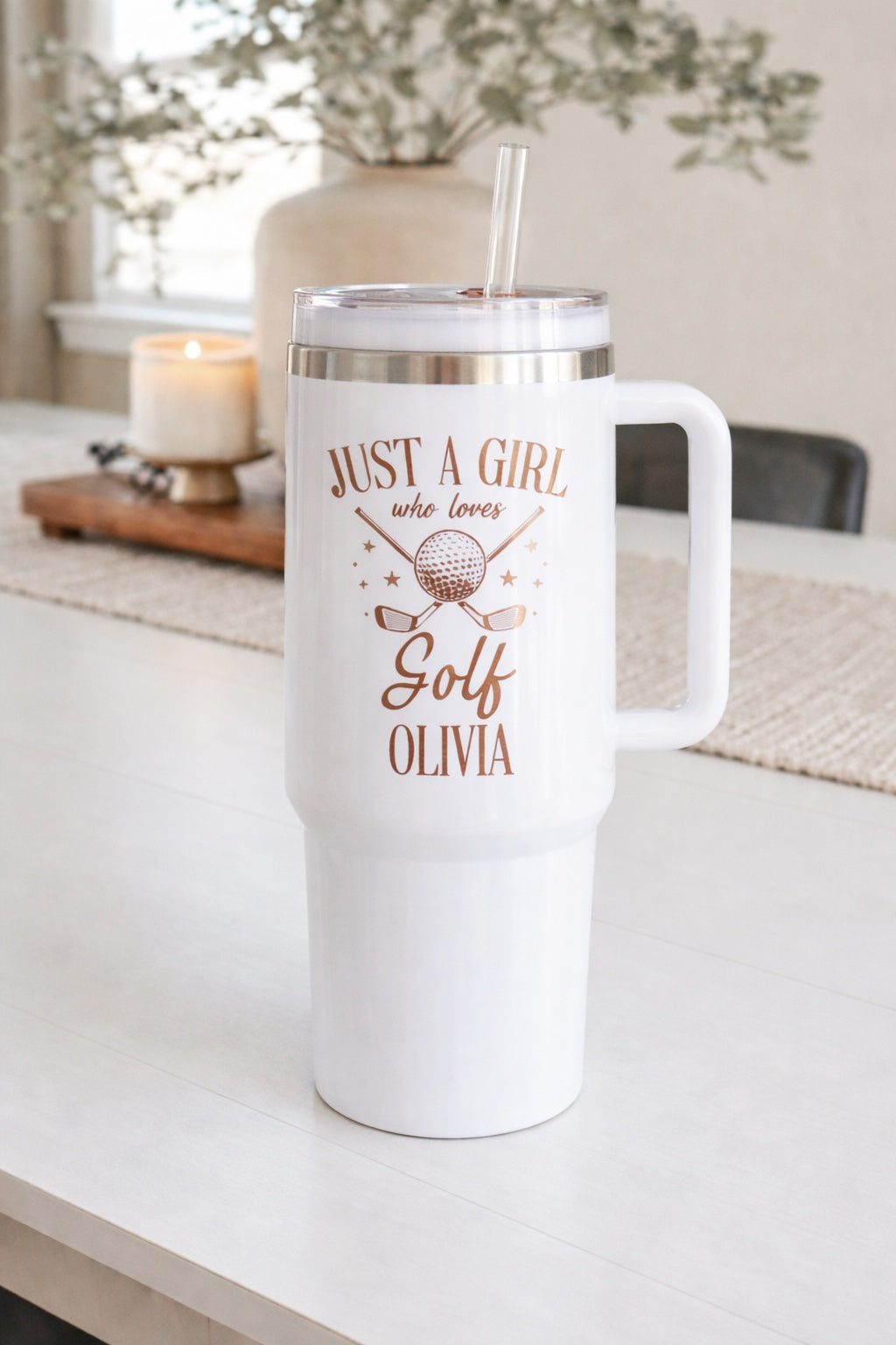 Just A Girl Who Love Golf Tumbler 40oz, Custom Golf Tumbler, Golf Club Tumblers, Printed Golf Tumblers With Handle, Mug Gift, Travel Cup TBGTP11