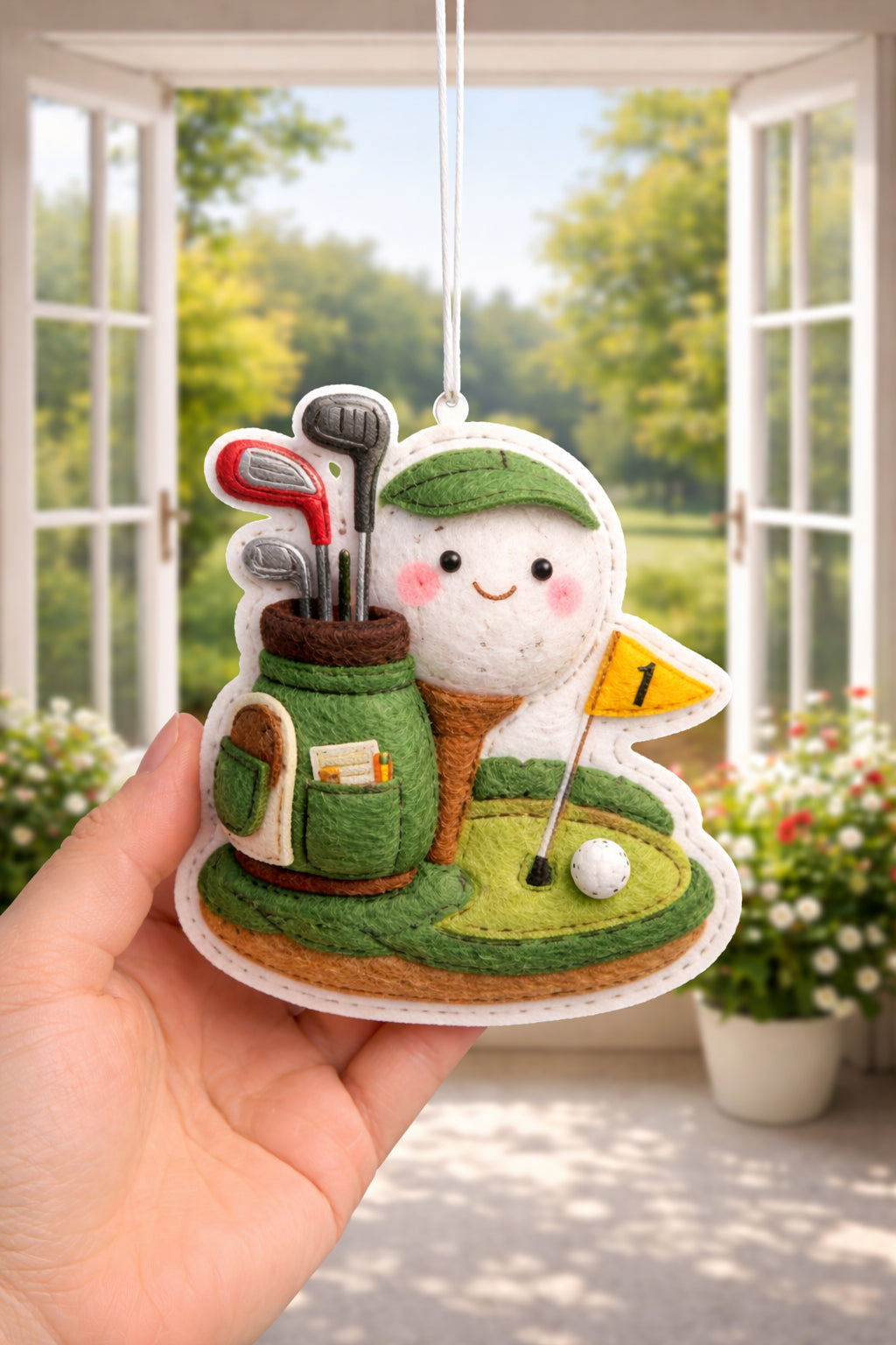 Custom Golf Felt Ornament, Cute Golf Ball Ornament, Handmade Golf Felt Ornament, Golf Lover Decor, Hanging Decor, Holiday Keepsake Gift ONMGTP02