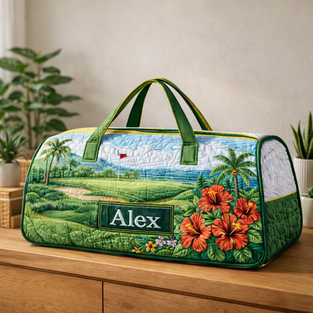 Custom Hawaiian Hibiscus Golf Art Quilted Duffle Bag, Travel Bag, Custom Hawaiian Duffle Bags, Golf Bag, Sport Bag Gift GDQ05