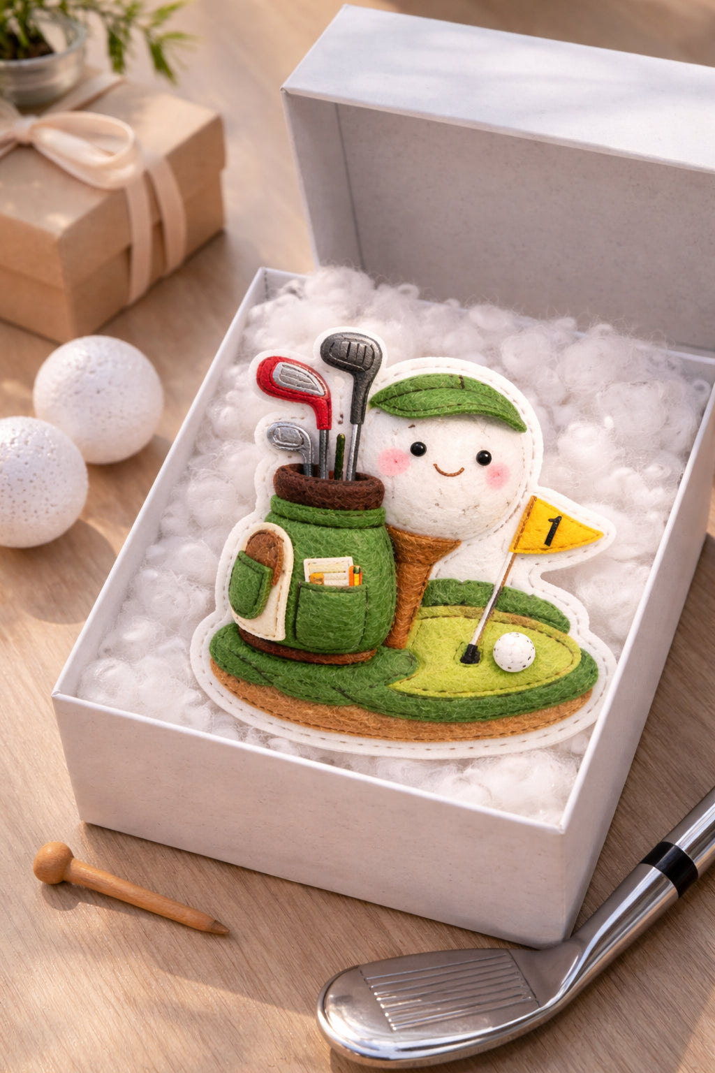 Custom Golf Felt Ornament, Cute Golf Ball Ornament, Handmade Golf Felt Ornament, Golf Lover Decor, Hanging Decor, Holiday Keepsake Gift ONMGTP02