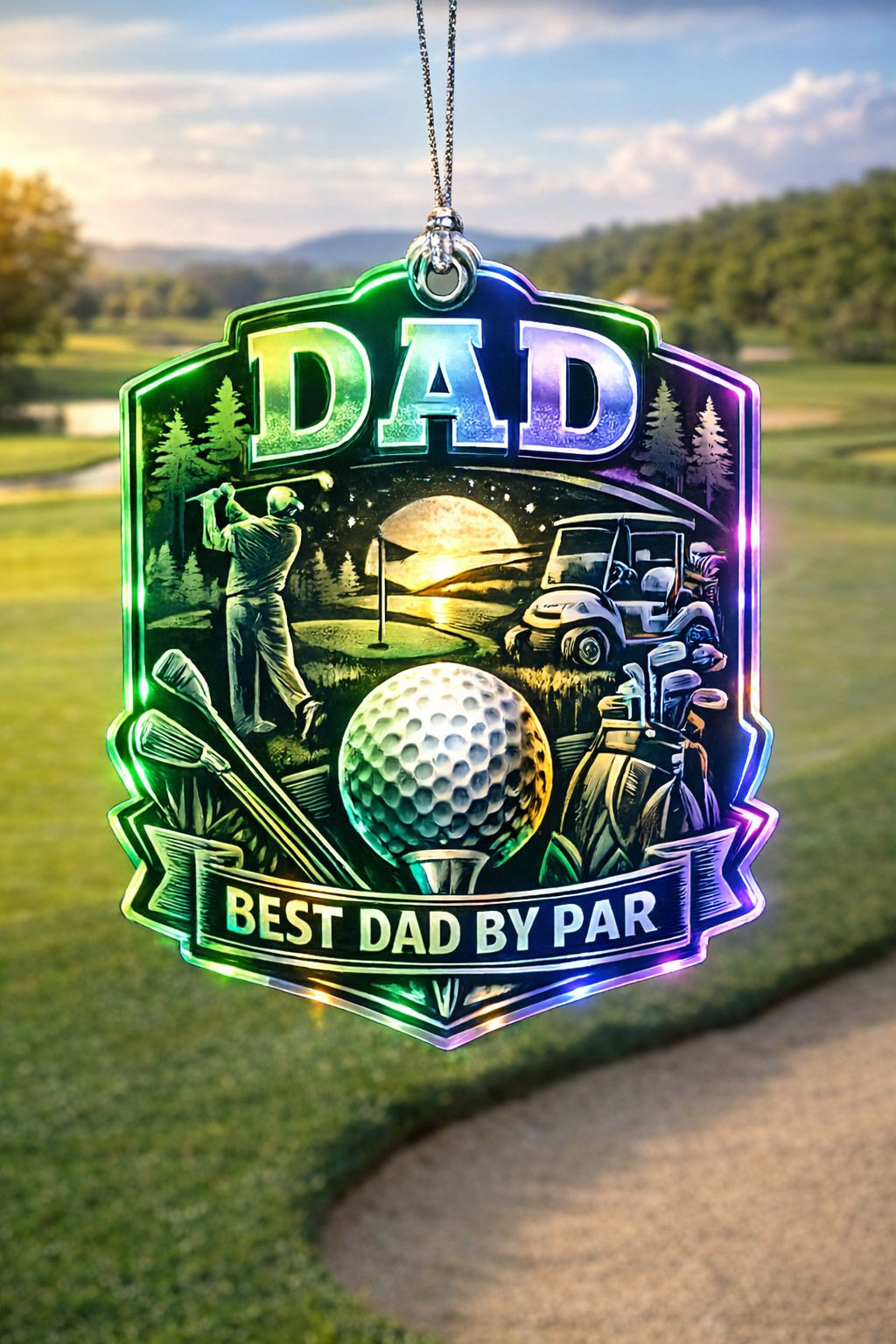 Best Dad By Par Golf Acrylic Ornament, Trending Golf Acrylic Decor, Custom Name Golfer Gift, Home Decor ONMGTP07