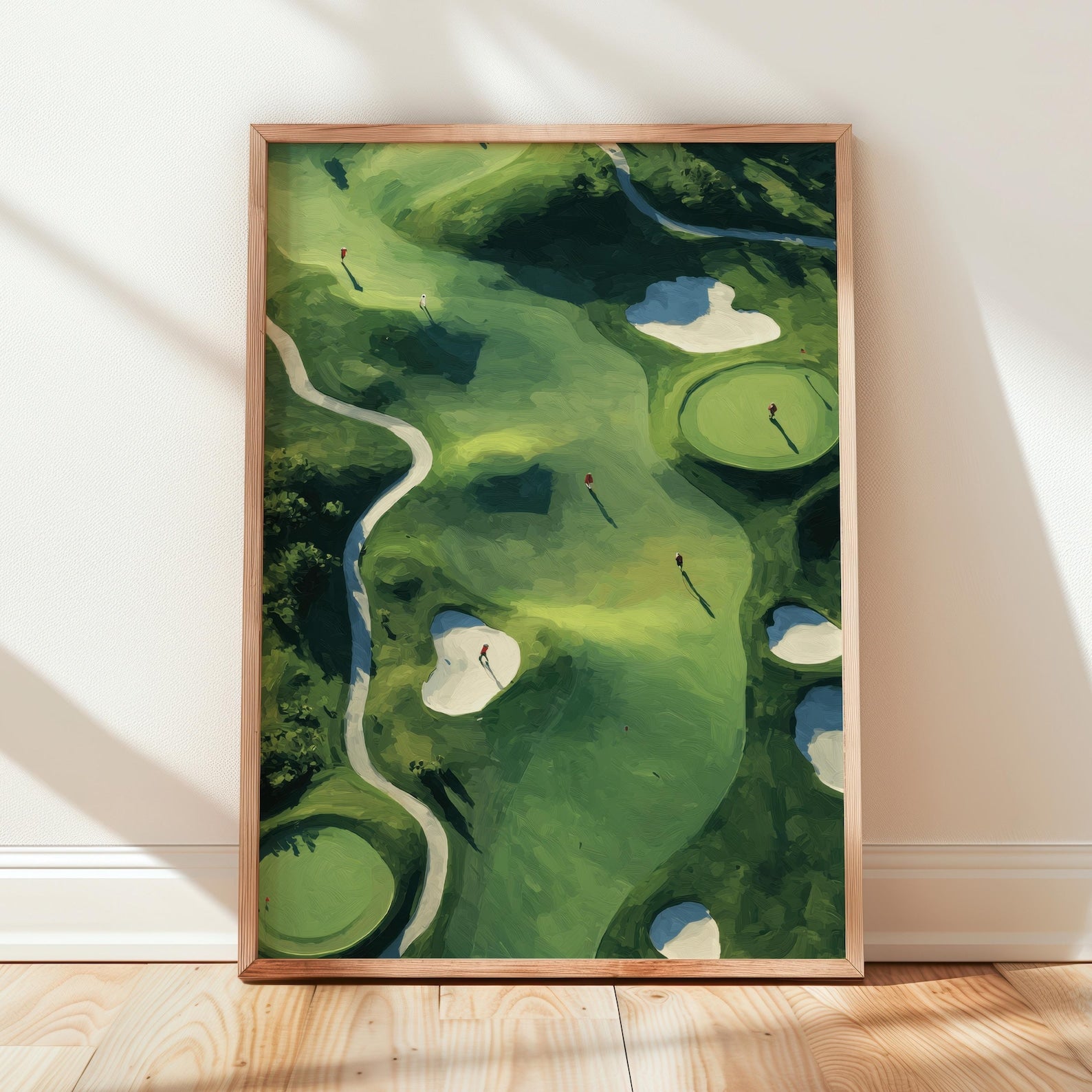 Minimalist Golf Course Style Print Poster, Aerial Golf Course Landscape Poster, Green golf course illustrations, Sport Art Decor PTGTP12