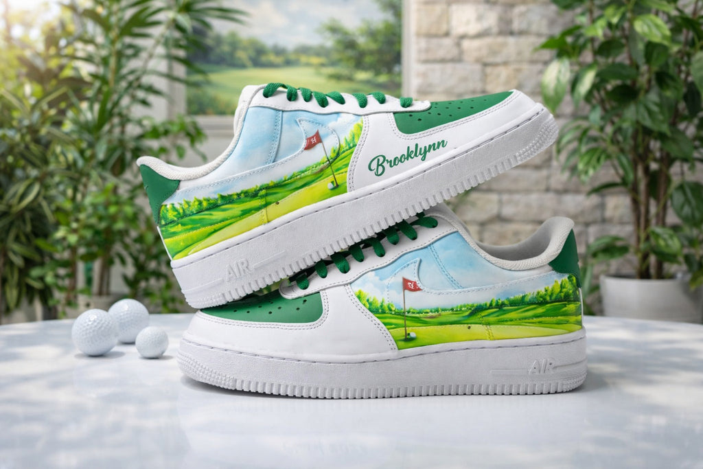 Personalized Golf Course Custom Sneakers, Green Fairway Golf Shoes with Name for Men & Women, Golf Inspired Shoes, Gift for Golf Lovers SHGTP11