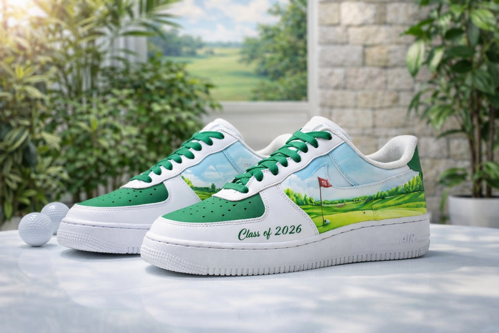 Personalized Golf Course Custom Sneakers, Green Fairway Golf Shoes with Name for Men & Women, Golf Inspired Shoes, Gift for Golf Lovers SHGTP11