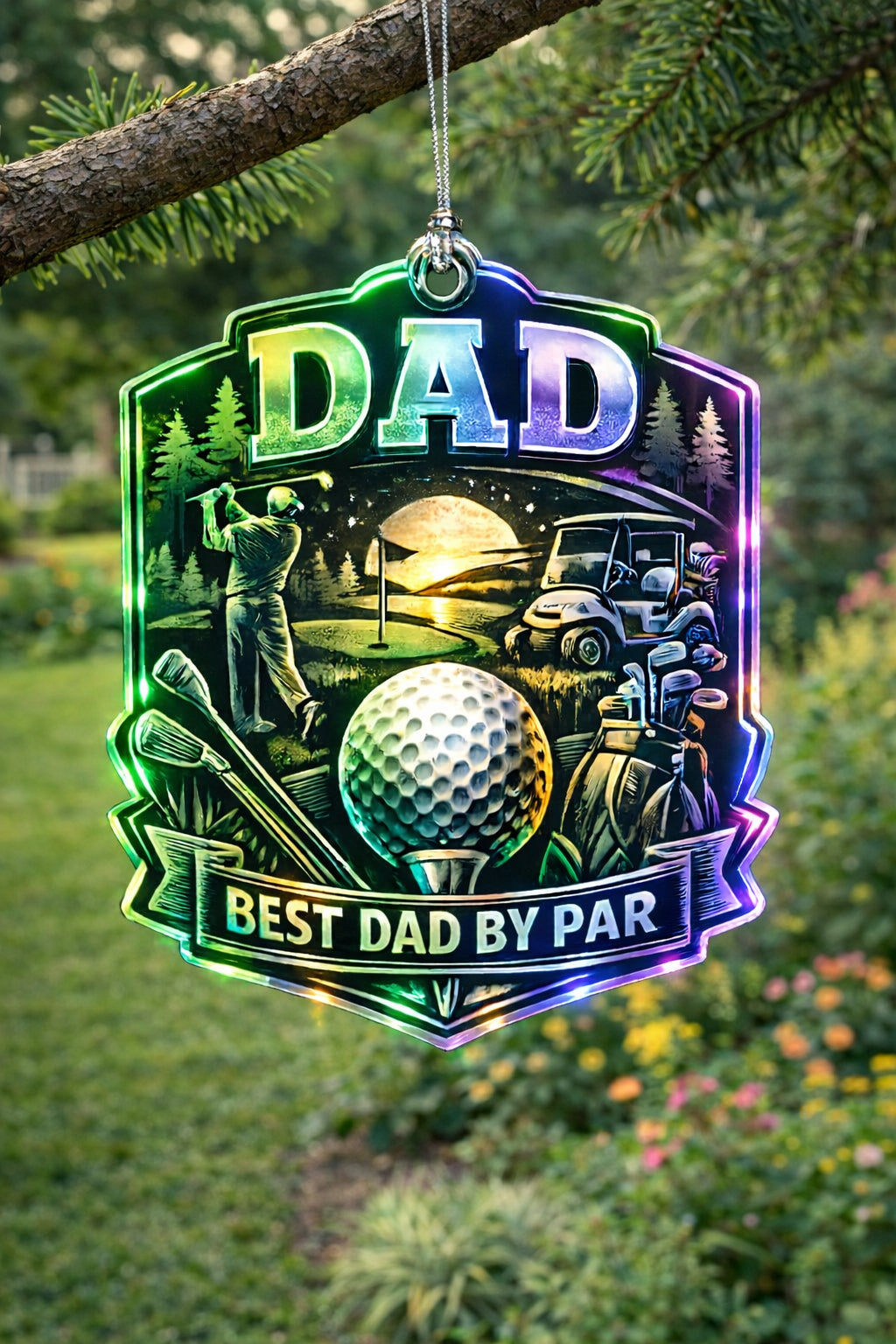 Best Dad By Par Golf Acrylic Ornament, Trending Golf Acrylic Decor, Custom Name Golfer Gift, Home Decor ONMGTP07