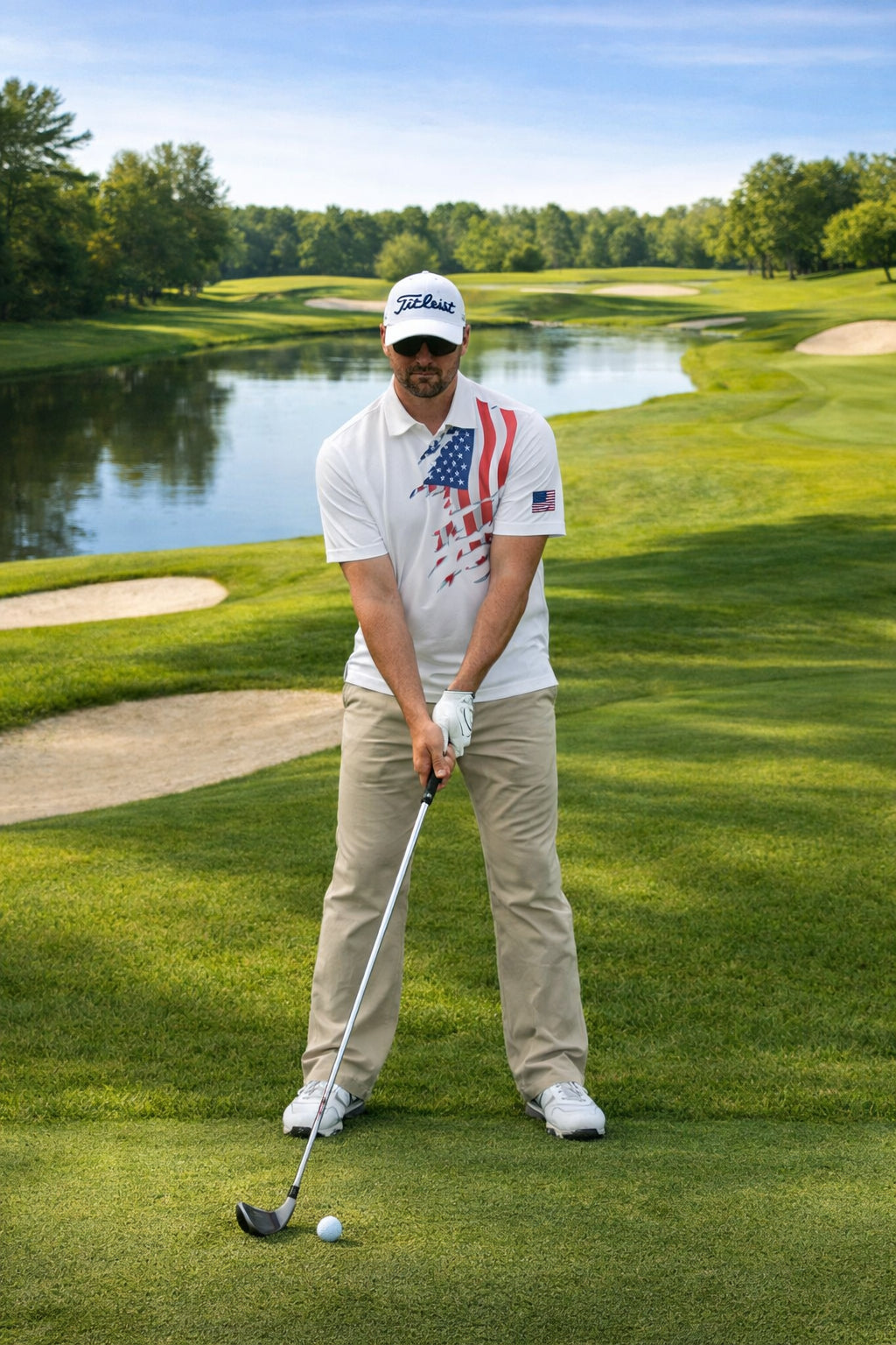 American Flag Golf Polo Shirt, American Golf Shirt, Unisex Summer Golf Polo Shirt, Short Sleeve Golf Shirt, Polo for Golfer, Custom Polo Shirt PLSGTP02