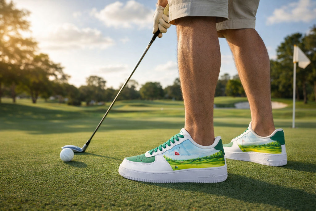 Personalized Golf Course Custom Sneakers, Green Fairway Golf Shoes with Name for Men & Women, Golf Inspired Shoes, Gift for Golf Lovers SHGTP11