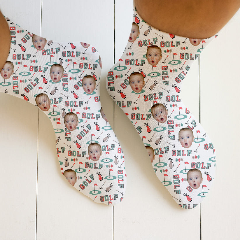 Custom Golf Socks Face, My Photo Socks, Face Socks For Golfer, Christmas Golf Gift