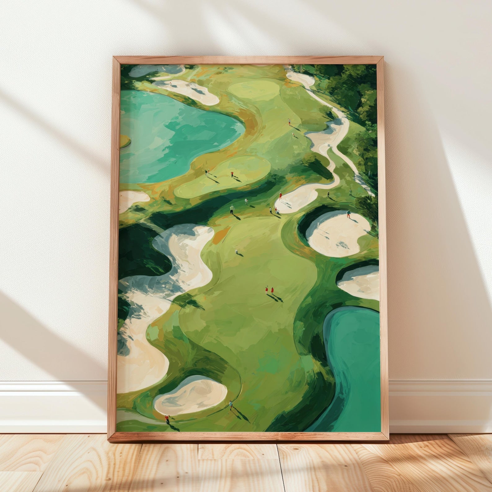 Minimalist Golf Course Print Poster, Aerial Golf Course Landscape Poster, Green Golf Course Illustrations, Sport Art Decor PTGTP11