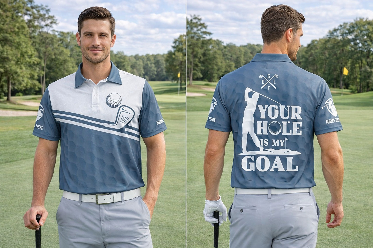 Custom Your Hole Is My Goal Polo Shirt, Quotes Golf Polo Shirt, Short Sleeve Golf Shirt, Polo for Golfer, Custom Polo Shirt Gift PLSGTP10
