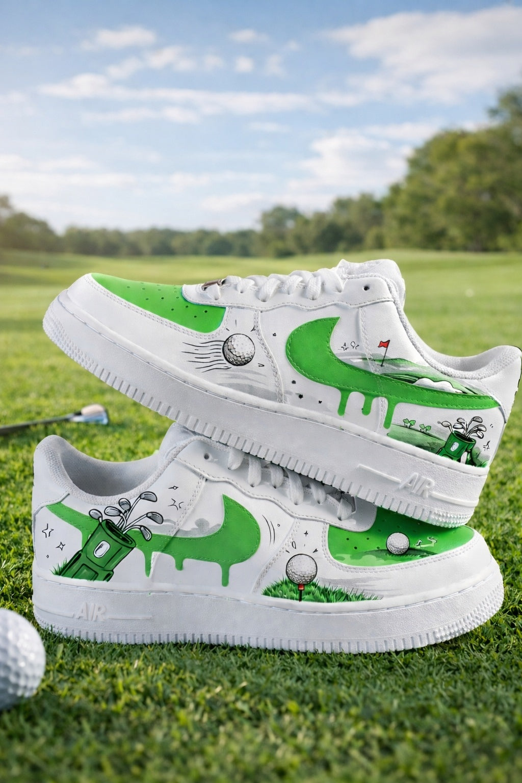 Drip Effect Shoes, Drip Golf Sneakers, Green Fairway Golf Shoes for Men & Women, Golf Inspired Shoes, Gift for Golf Lovers SHGTP10