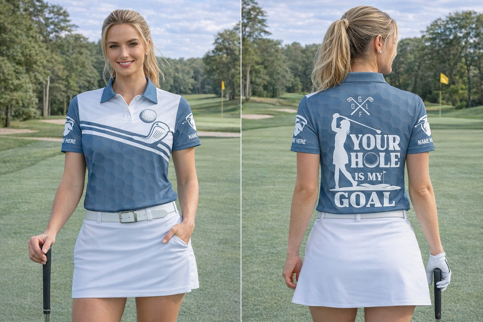 Custom Your Hole Is My Goal Polo Shirt, Quotes Golf Polo Shirt, Short Sleeve Golf Shirt, Polo for Golfer, Custom Polo Shirt Gift PLSGTP10