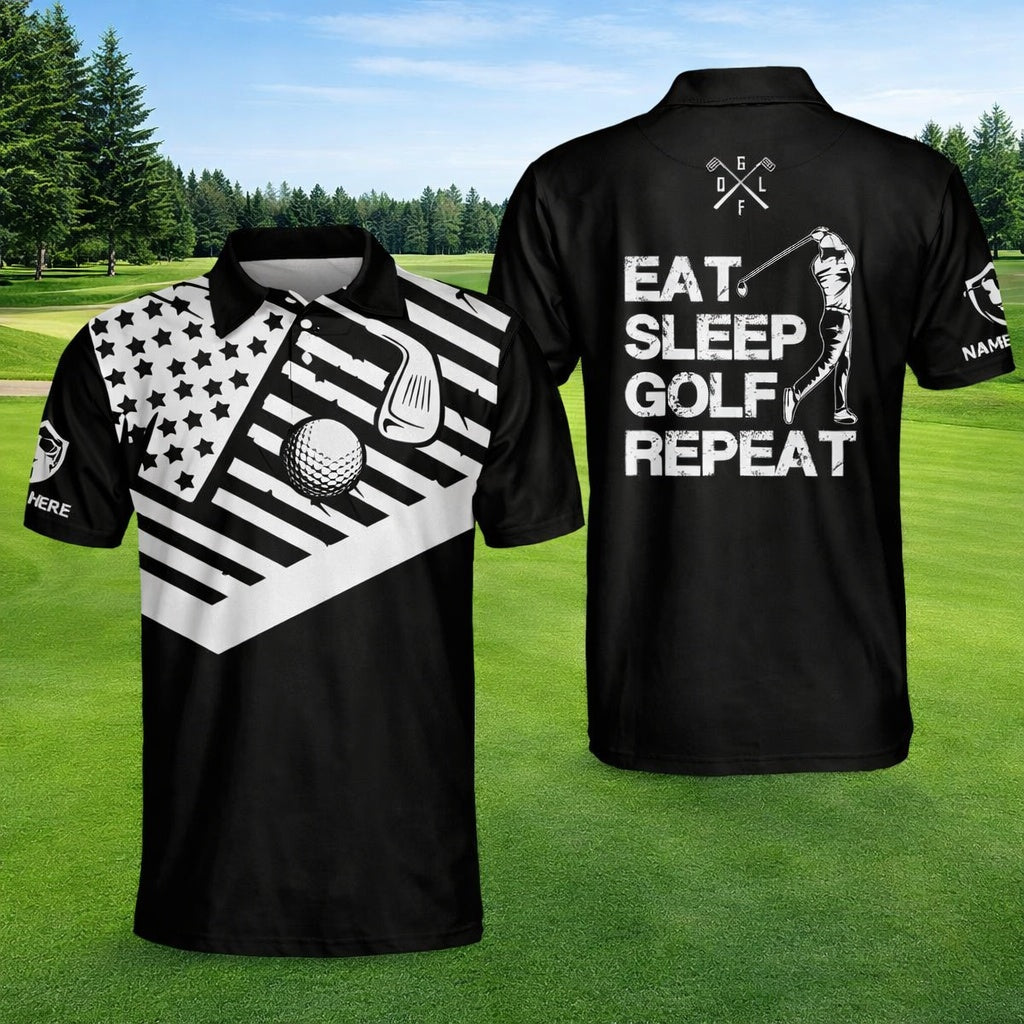 Custom Golf Team Polo Shirt, Funny Quotes - Eat Sleep Golf Repeat Golf Shirt, Quotes Golf Polo Shirt, Short Sleeve Golf Shirt, Polo for Golfer, Custom Polo Shirt Gift PLSGTP09