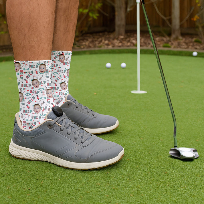Custom Golf Socks Face, My Photo Socks, Face Socks For Golfer, Christmas Golf Gift