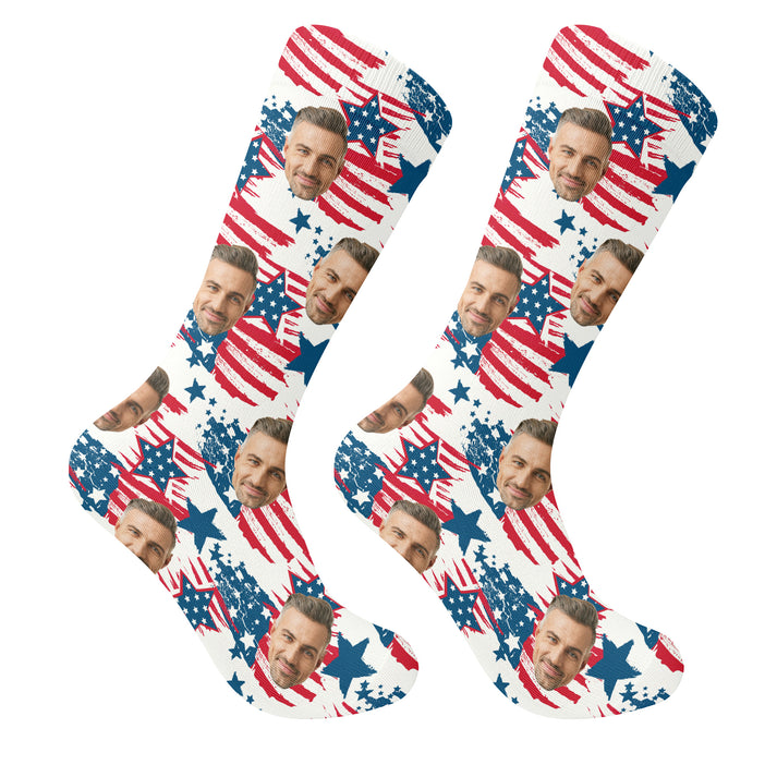 Custom Independence Day Gift, Custom Golf Socks With Pictures, Fun Socks For Men, Socks American Flag
