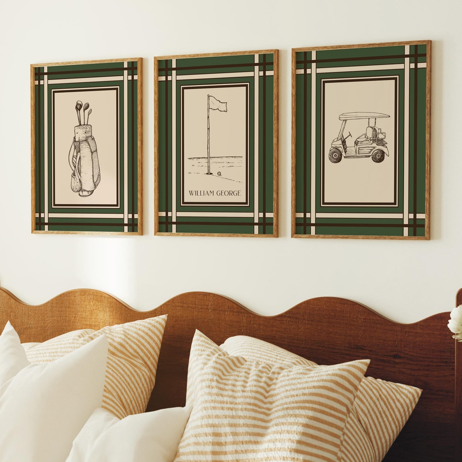 Set 3Pcs Vintage Golf Poster Print, Golf Wall Art, Masters Golf Print Bedroom Art, Personalized Gift for Golfer Mens Office Decor PTGTP15