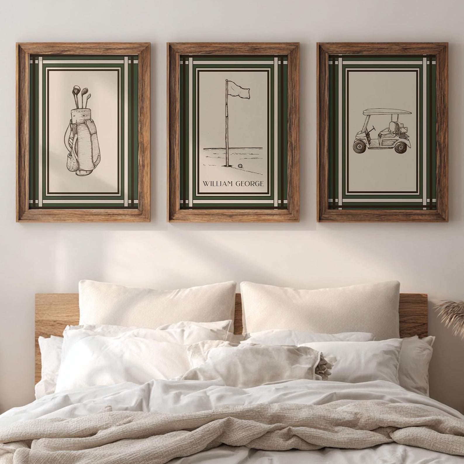 Set 3Pcs Vintage Golf Poster Print, Golf Wall Art, Masters Golf Print Bedroom Art, Personalized Gift for Golfer Mens Office Decor PTGTP15