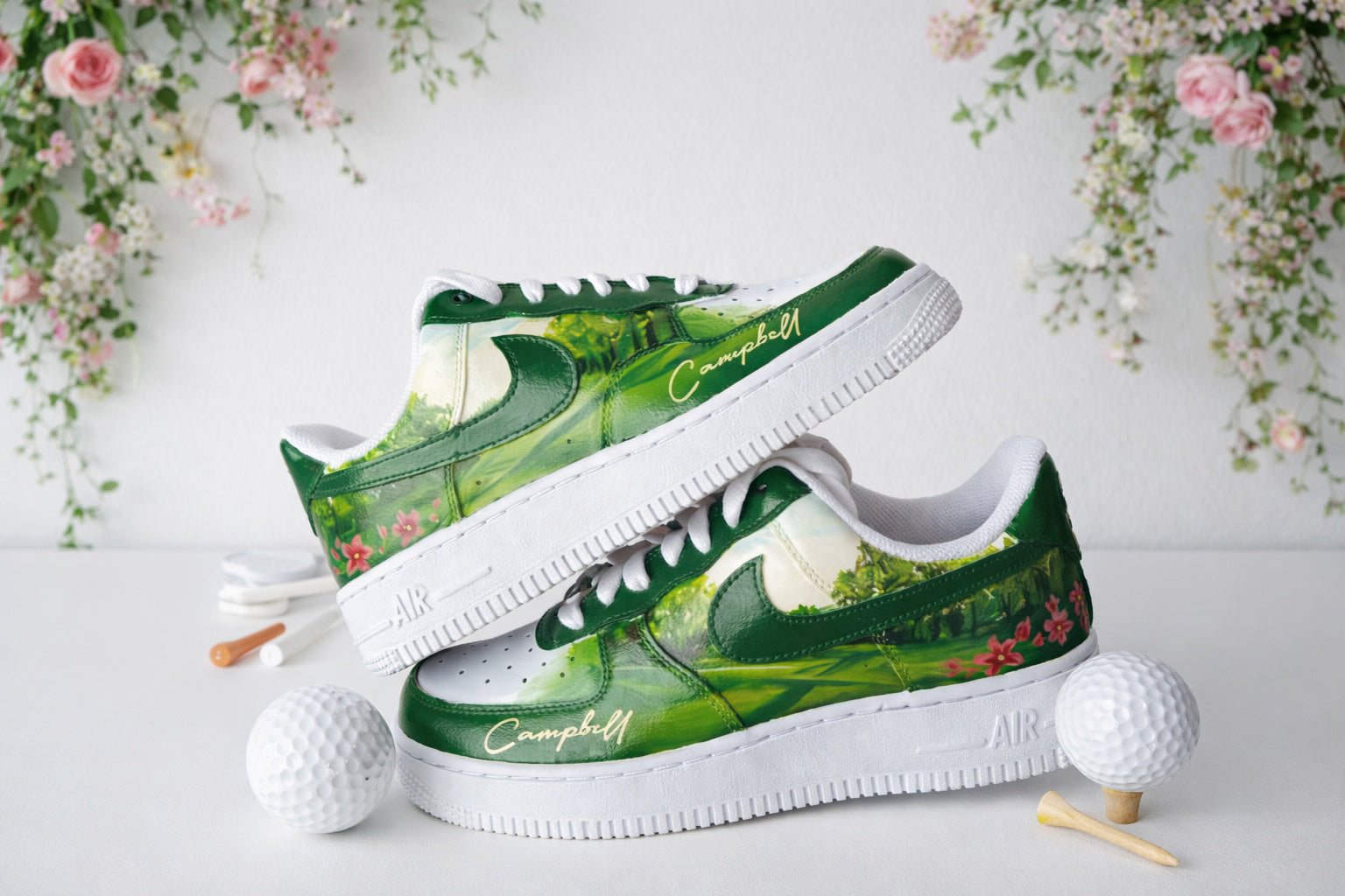Personalized Golf Course Sneakers, Green Fairway Golf Shoes with Name for Men & Women, Golf Inspired Shoes, Golf Art Shoes SHGTP08