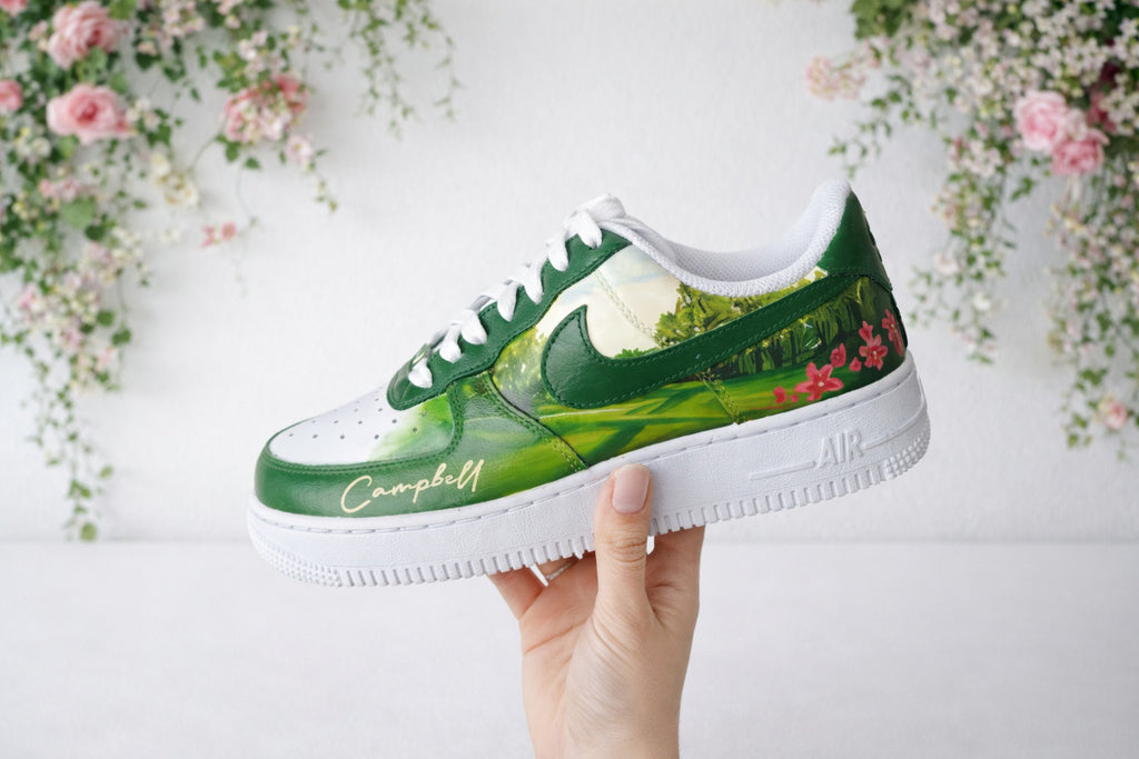 Personalized Golf Course Sneakers, Green Fairway Golf Shoes with Name for Men & Women, Golf Inspired Shoes, Golf Art Shoes SHGTP08