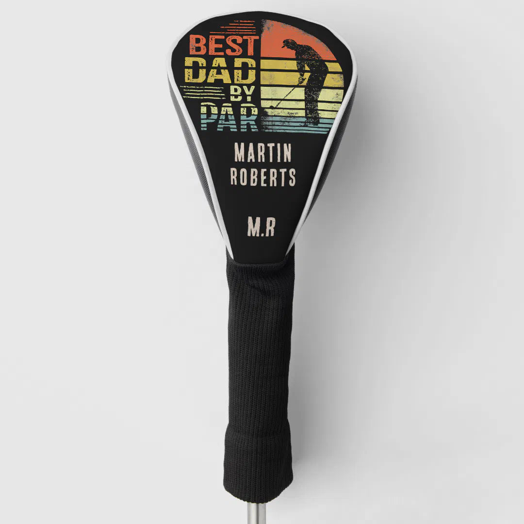 Retro Vintage 'Best Dad by Par' Monogram Golf Head Cover