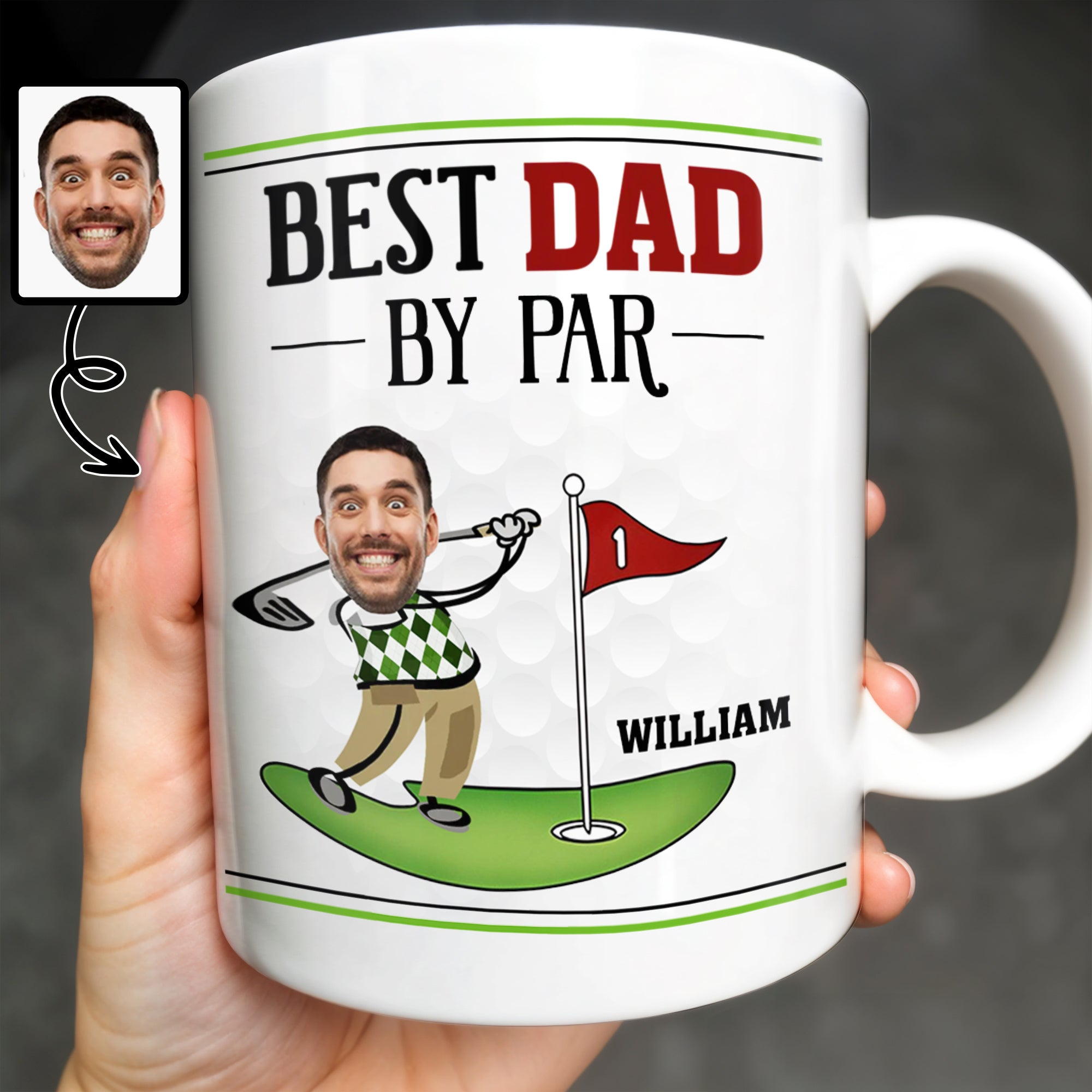 Best Dad By Par Golf Mug - Personalized Golf Lover Gift for Dad, Father's Day Golfing Coffee Cup