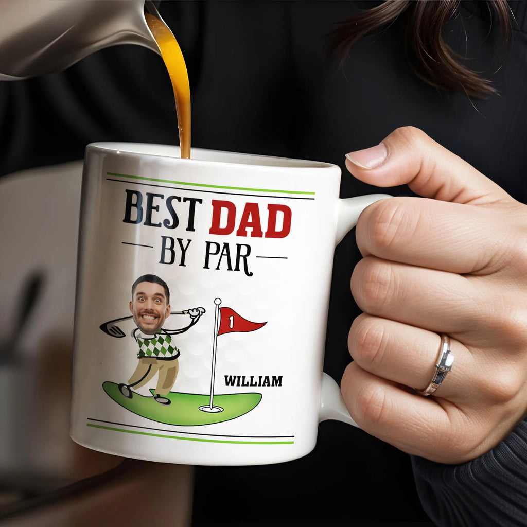 Best Dad By Par Golf Mug - Personalized Golf Lover Gift for Dad, Father's Day Golfing Coffee Cup