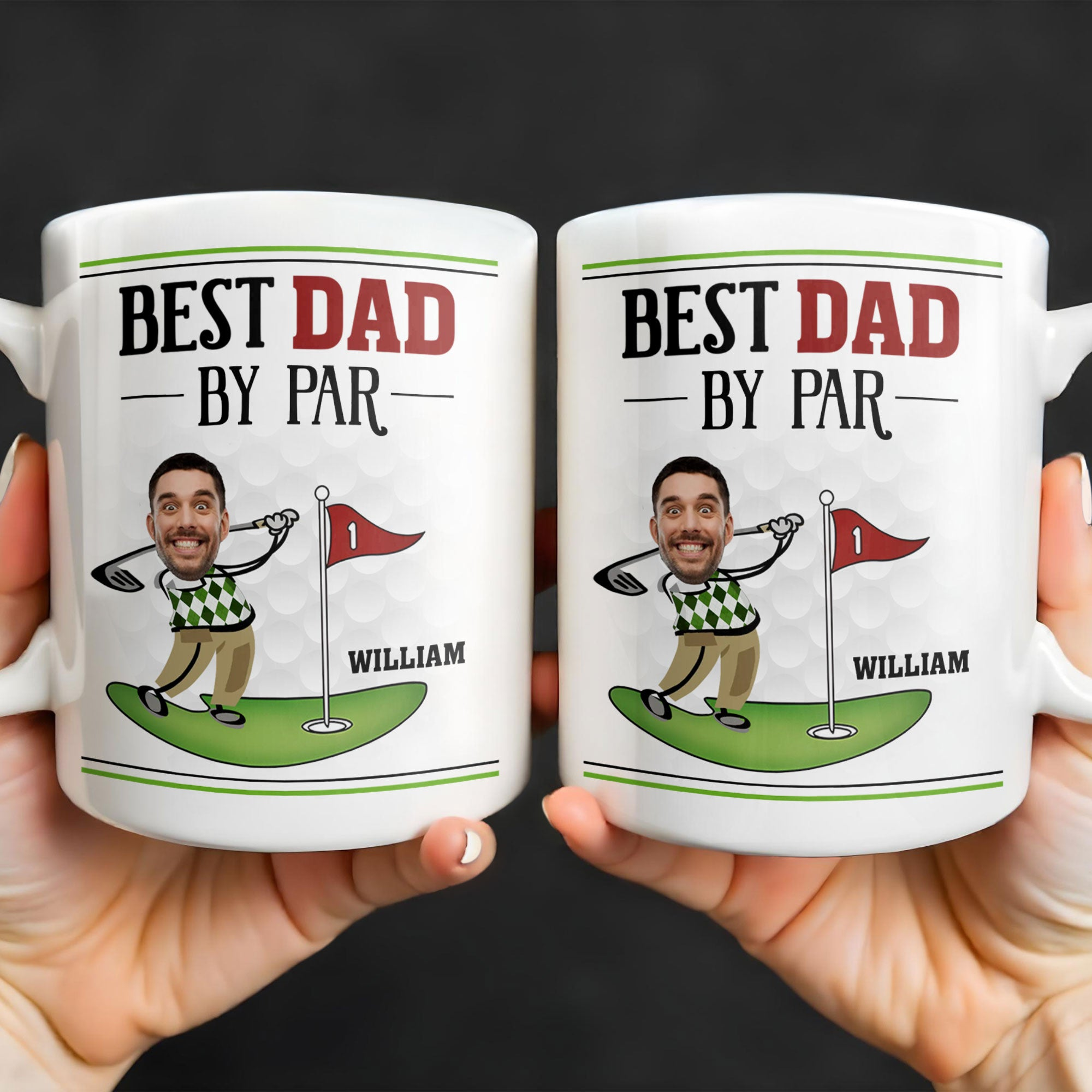 Best Dad By Par Golf Mug - Personalized Golf Lover Gift for Dad, Father's Day Golfing Coffee Cup