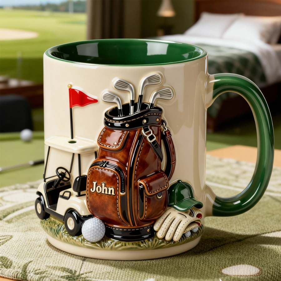 On The Course Golf Mug – Personalized Golf Gift for Men, Custom Name Golfer Mug, Unique Golf Lover Coffee Cup