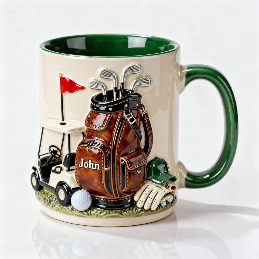 On The Course Golf Mug – Personalized Golf Gift for Men, Custom Name Golfer Mug, Unique Golf Lover Coffee Cup