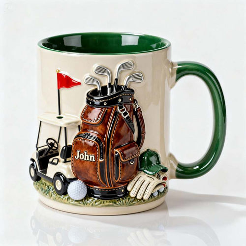 On The Course Golf Mug – Personalized Golf Gift for Men, Custom Name Golfer Mug, Unique Golf Lover Coffee Cup