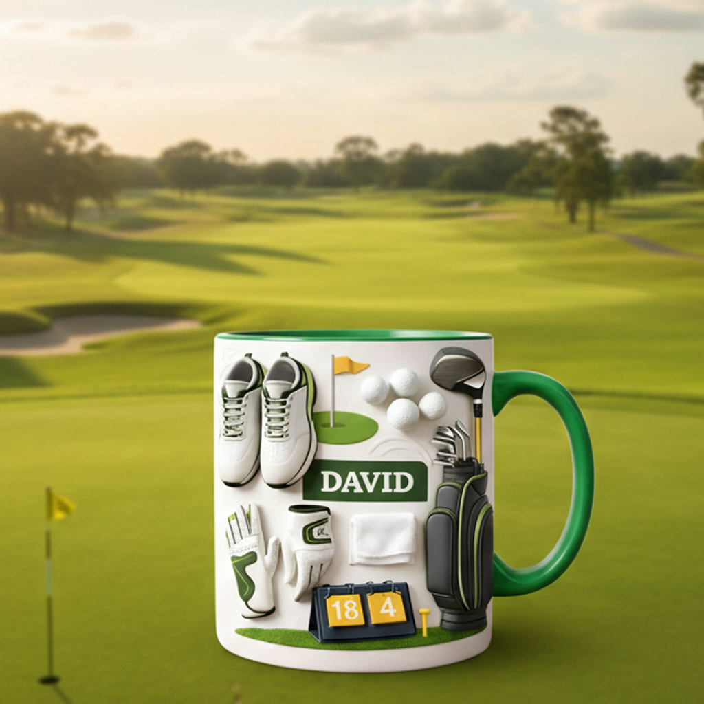 Personalized Golf Mug, Custom Name Golf Coffee Mug, Golf Lover Gift, Golfer Mug for Men, Dad, Husband, Golf Gift Idea