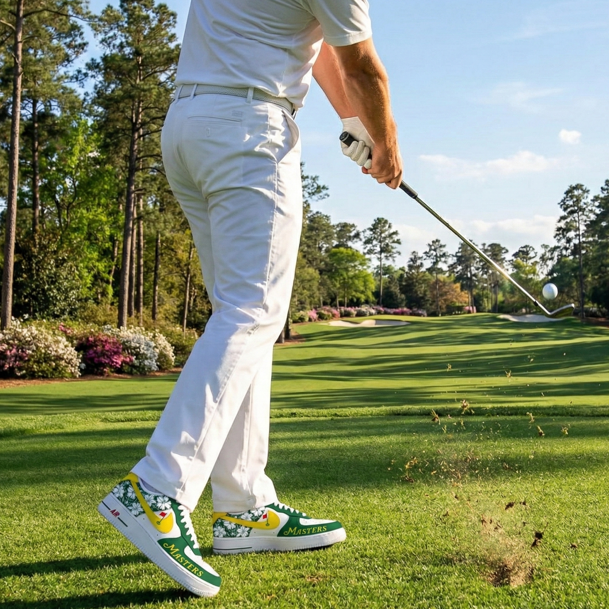 Augusta Golf Masters Custom Air Force 1 Shoes, Custom Hand Painted Golf Shoes Masters AF1, Golf AF1 Shoes, Hand Painted AF1 Sneaker