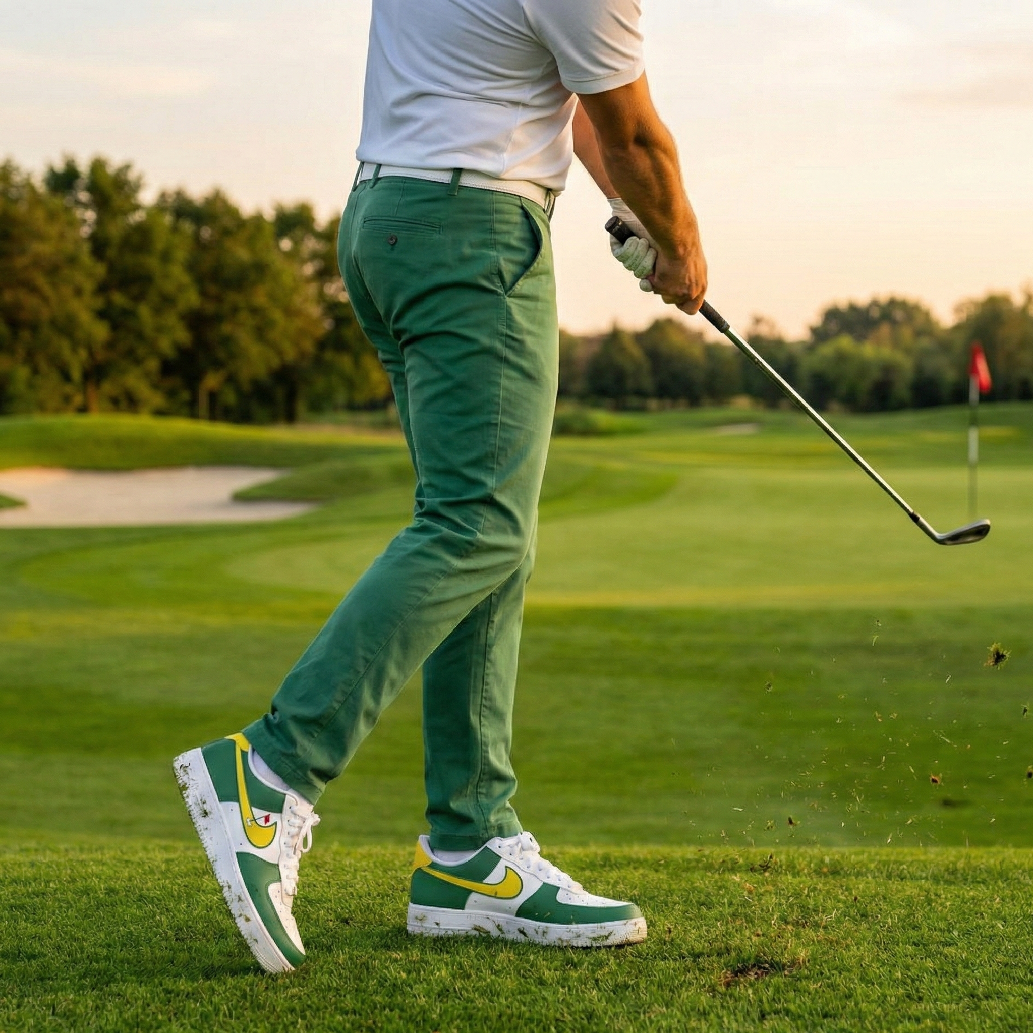 Custom Golf Air Force 1 Shoes, Custom Hand Painted Golf Shoes Masters AF1, Golf AF1 Shoes, Hand Painted AF1 Sneaker