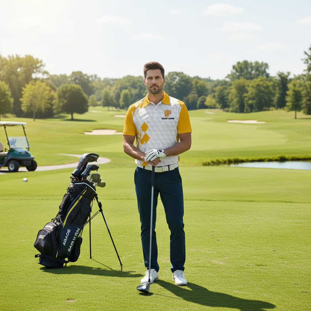 Personalized Golf Polo Shirt - "Golf & Beer That's Why I'm Here" - Custom Name Men's Performance Top - Funny Drinking Gift