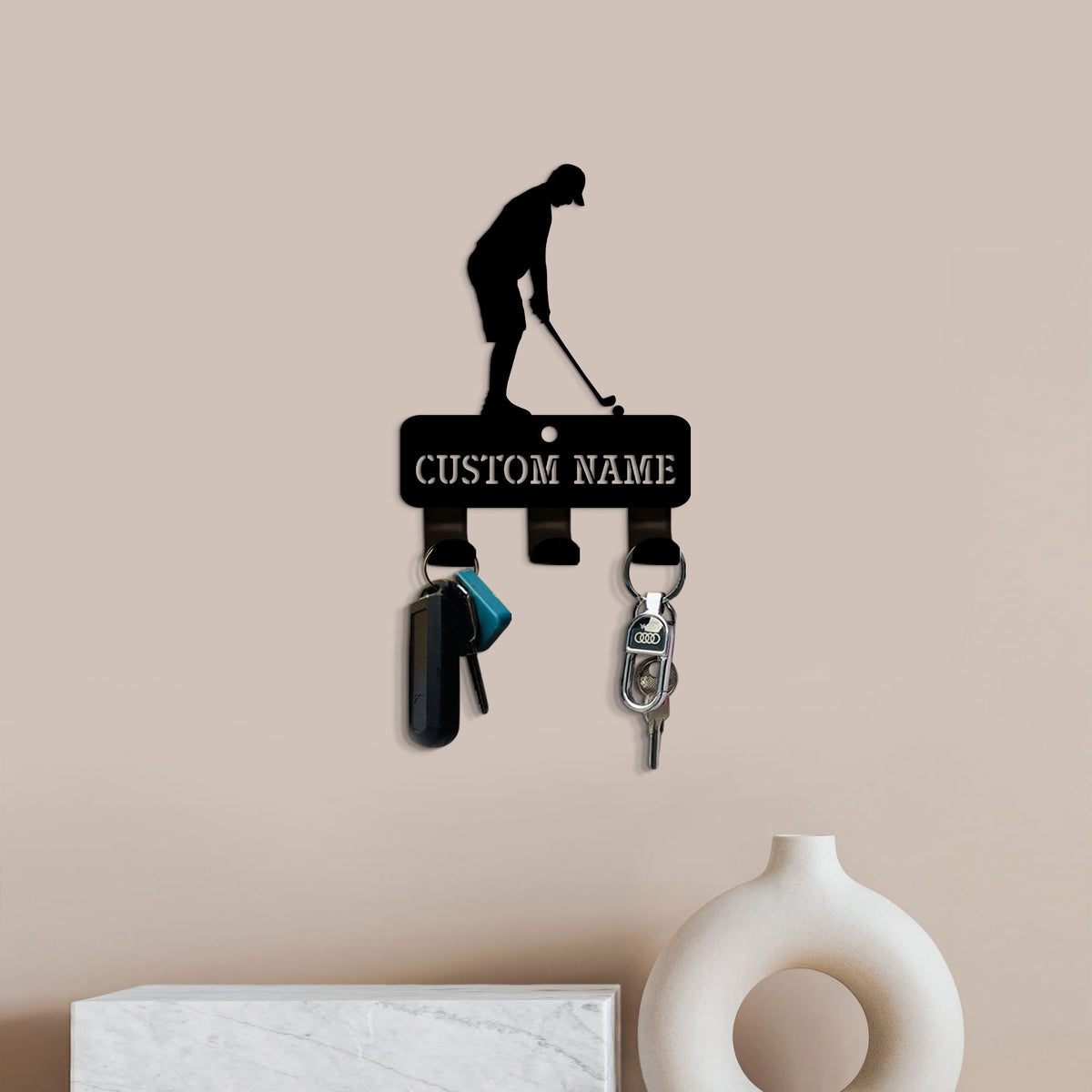 Custom Golf Sign, Powder Coated Metal Key Holder