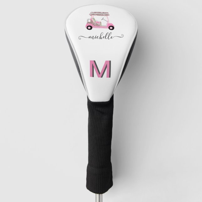 Glam Glitz Monogram Rose Gold Diamond Cart Golf Head Cover