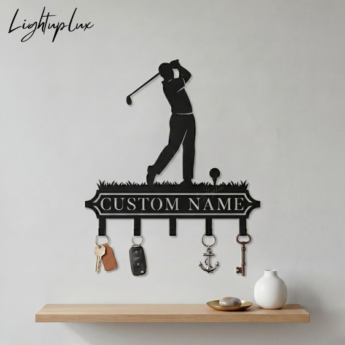 Golf Metal Key Holder, Sports Wall Mount for Entryway Decor, Personalized Gift for Golfers