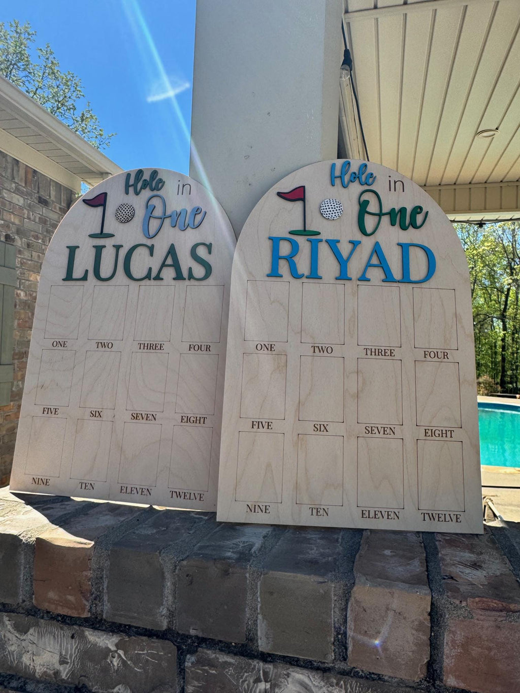 Golf Theme First Birthday Photo Board: Baltic Birch Wood