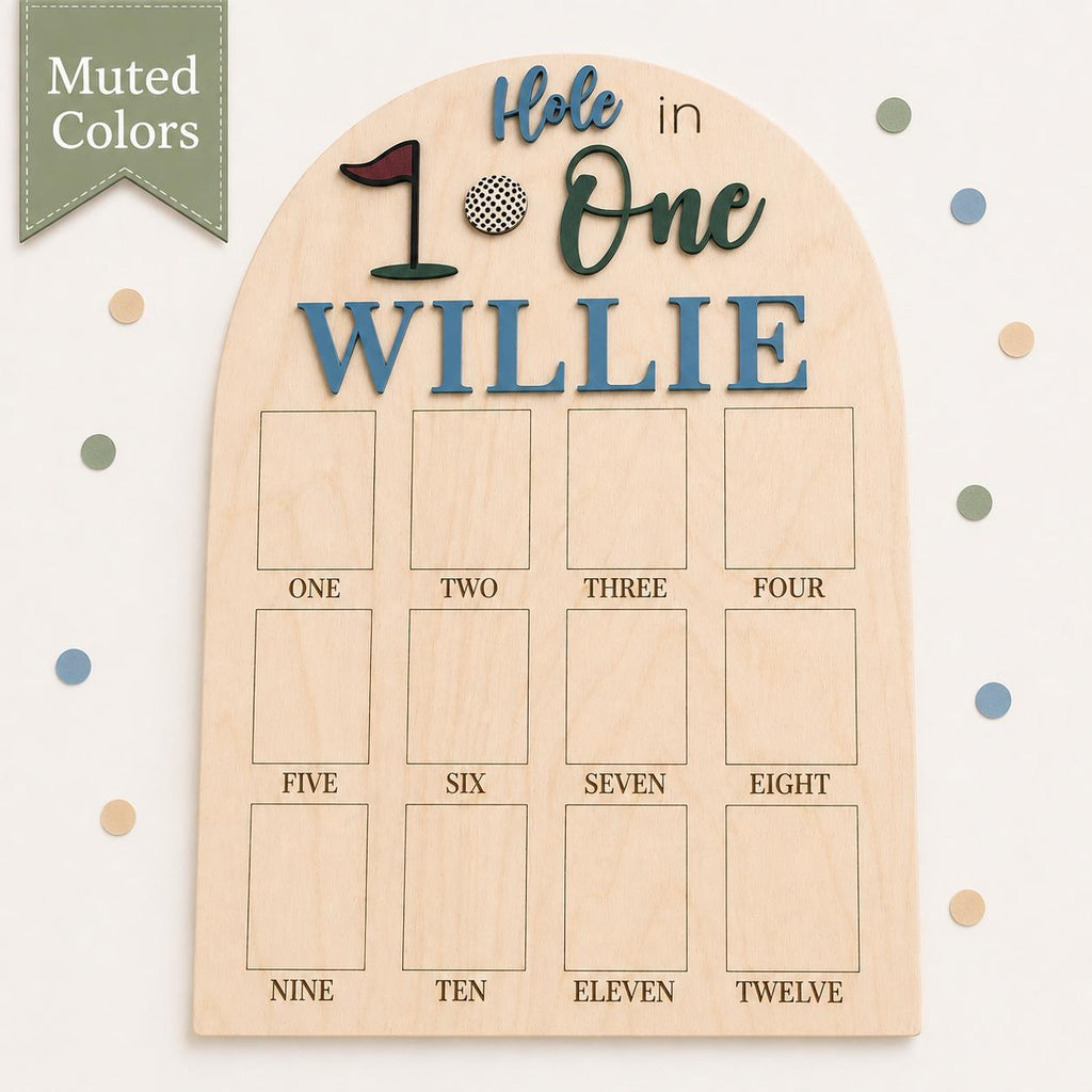Golf Theme First Birthday Photo Board: Baltic Birch Wood