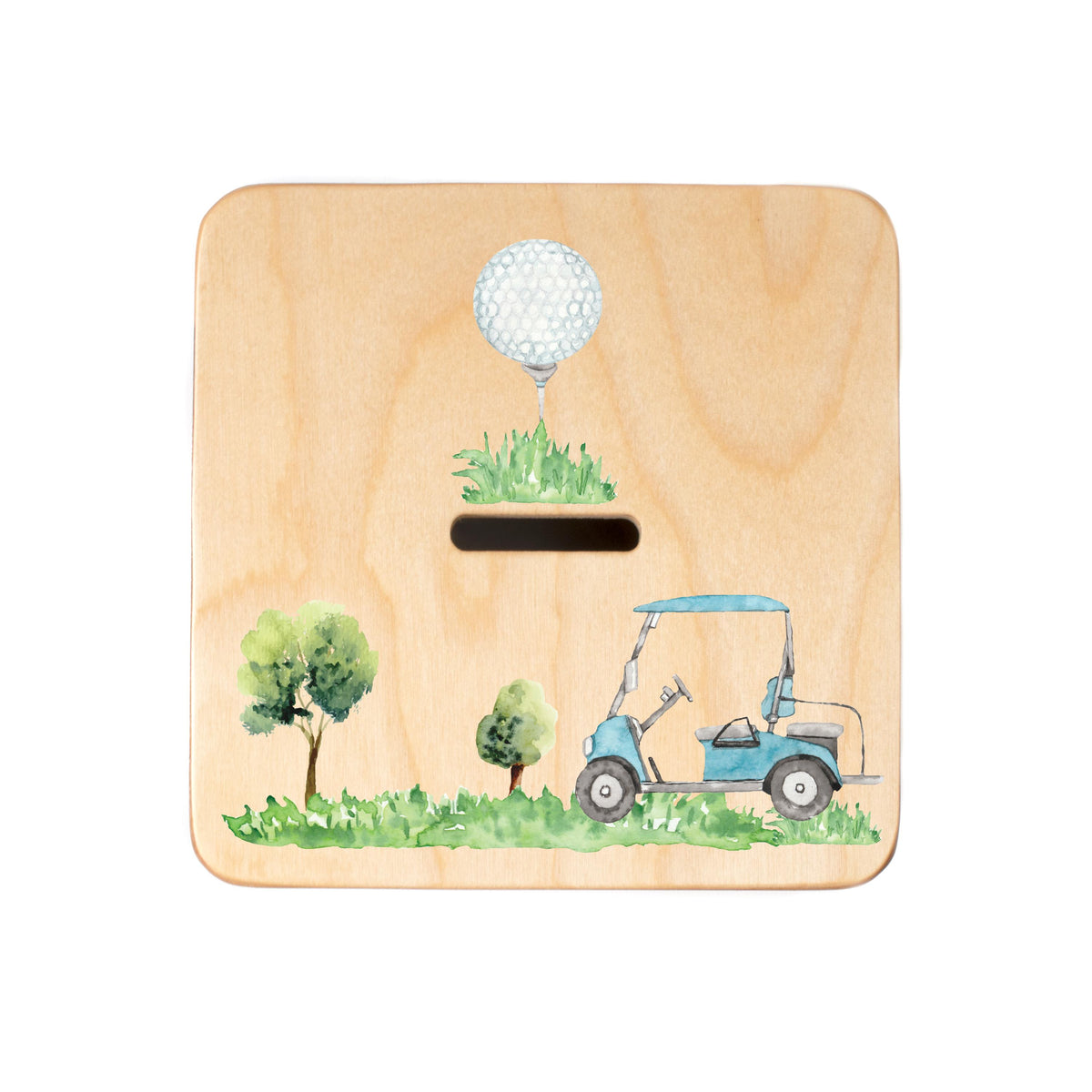 a picture of a golf cart with a golf ball on it