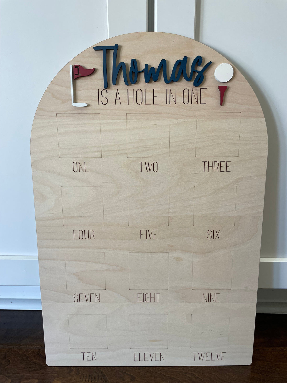 Hole in One Year of Baby Photo Board, Golf Themed Birthday, One Year of Photo Board, 1st Birthday, First Birthday Photo Board First Birthday image 1