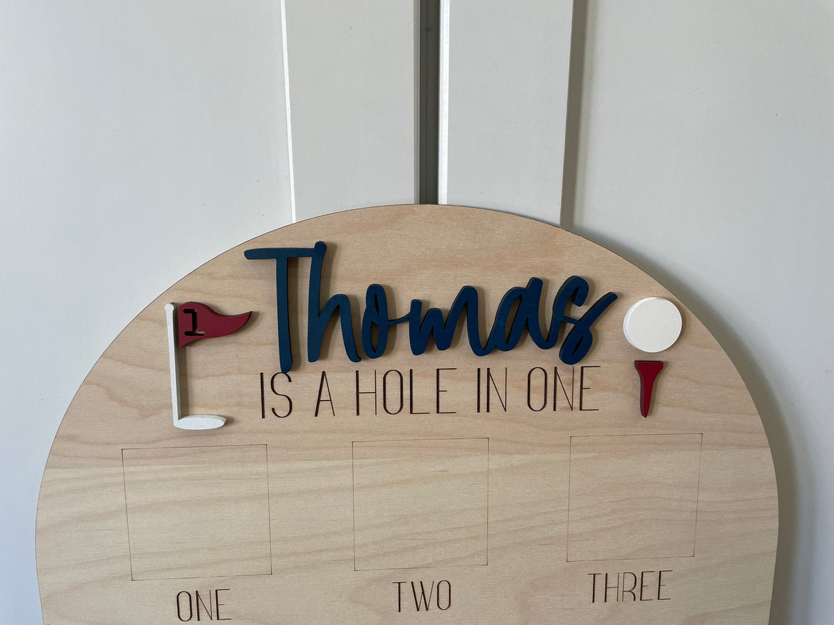 Hole in One Year of Baby Photo Board, Golf Themed Birthday, One Year of Photo Board, 1st Birthday, First Birthday Photo Board First Birthday