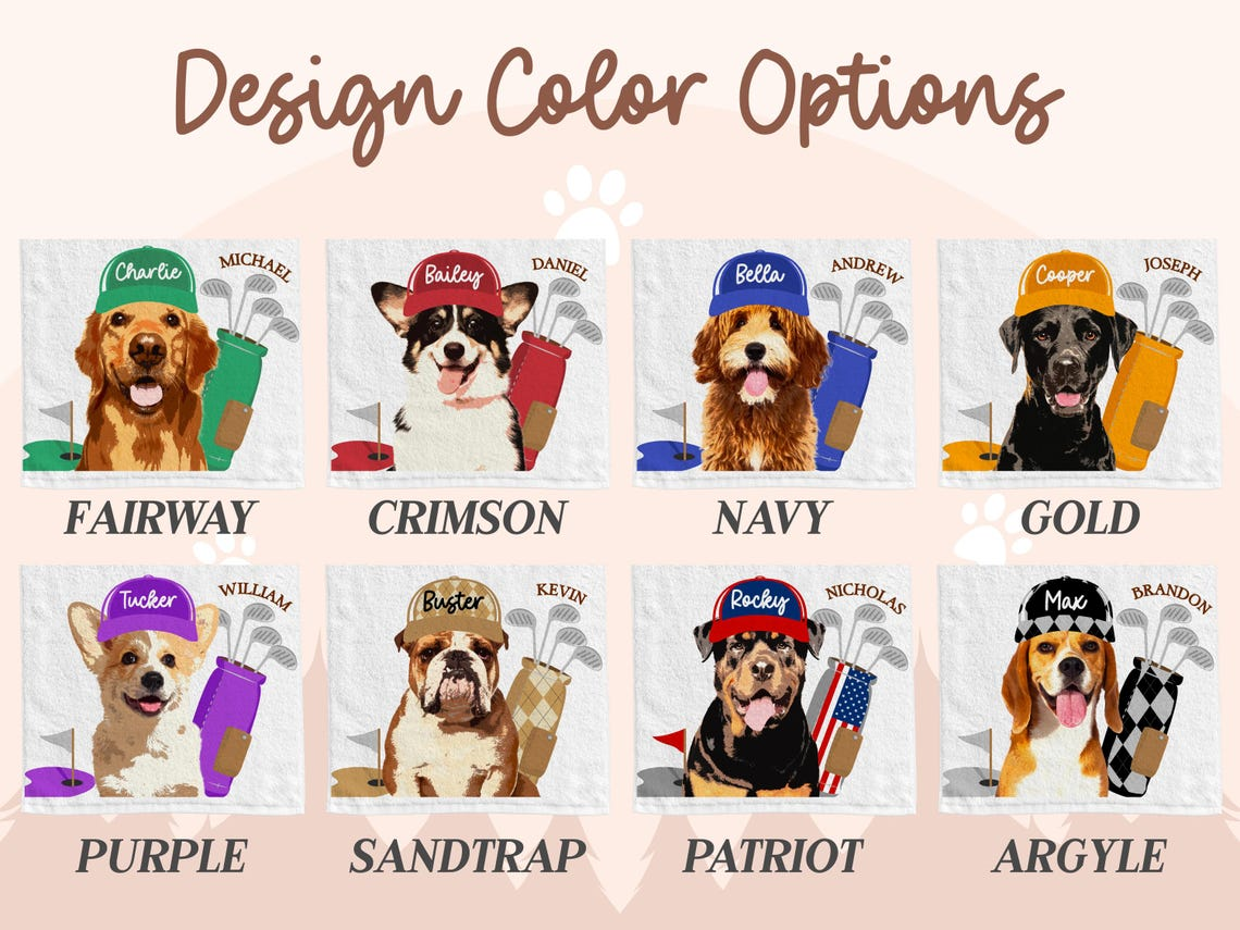 Custom Pet Photo Golf Towel - Personalized Dog/Cat Face Microfiber Towel - Funny Golf Gift for Dad, Men