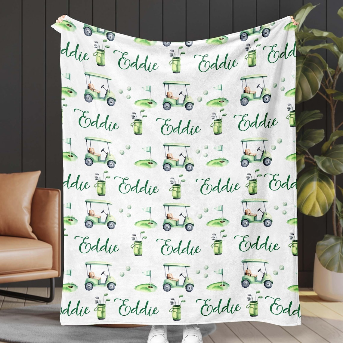 Personalized Golf Blanket, Fleece or Sherpa, Baby Boy Gift