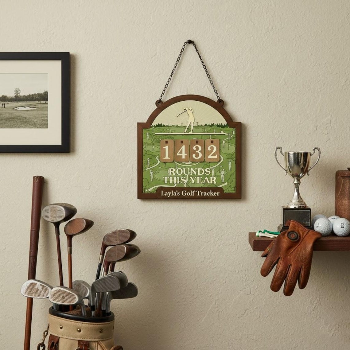Personalized Golf Rounds Tracker Sign, Custom Golfer Score Display, Golf Lover Gift, Golf Room Decor, Golfing Round Counter